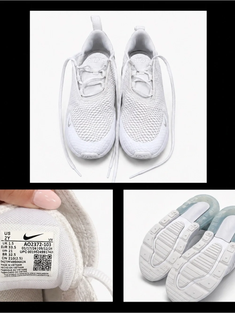 Air Max 270 Nike White Kids Mesh Sneakers